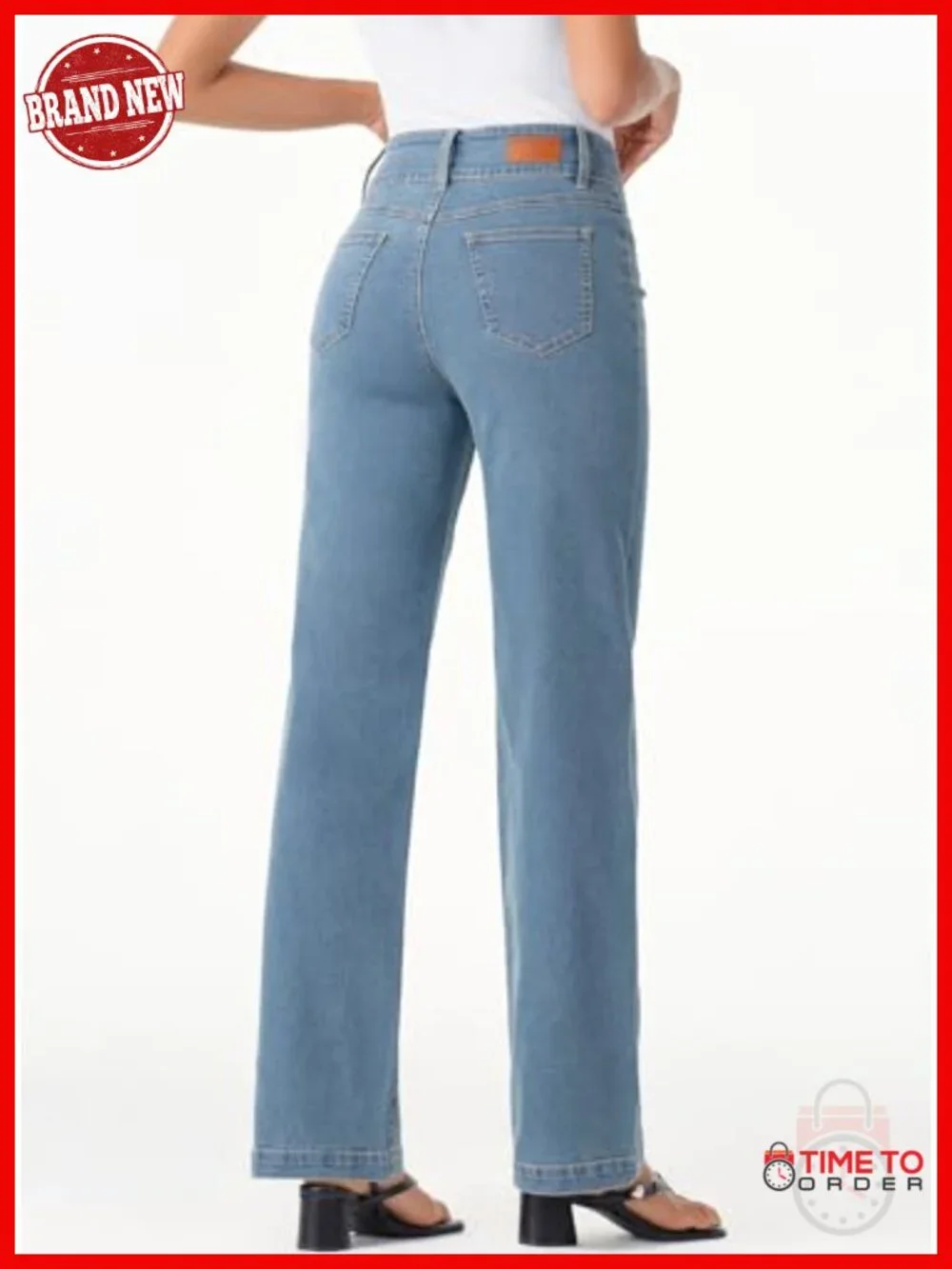 High Waisted Straight Leg Stretchy Jeans Trendy Wide Leg Denim Pants